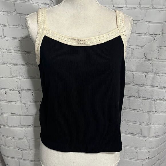 Vintage St John - Black Knit Sleeveless Top Embellished - S - Picture 1 of 6